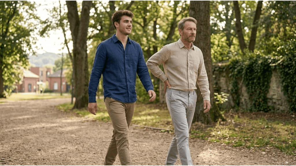 Young and middle-aged adults walking, representing age-related bone changes