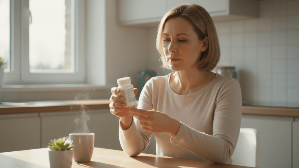 Adult reviewing medication associated with potential bone loss risk