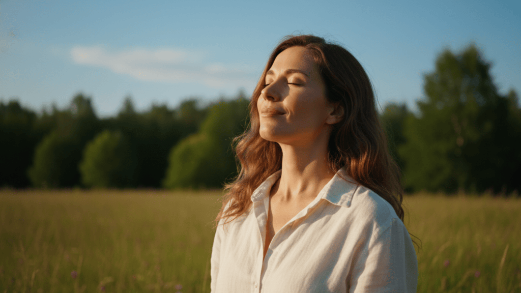 Adult standing in natural sunlight supporting vitamin D production for bone mineralization